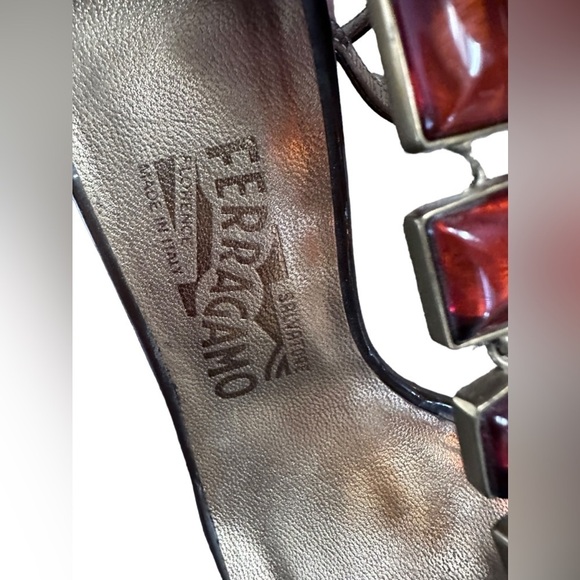 Salvatore Ferragamo Jeweled Heels. TAMARA WOMENS Size 6.5 L - Picture 3 of 15
